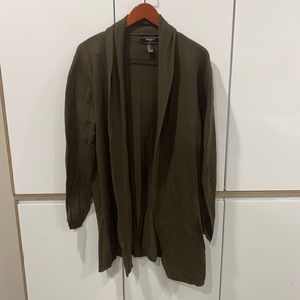 Men’s long cardigan in olive green